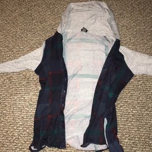 Long sleeve grey and plaid button up